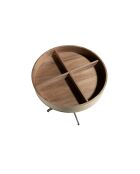 Moderner runder Ecktisch mit einer Platte aus Nerz-/Grau-/Nussbaumfurnier — 10 x 46 x 46 cm