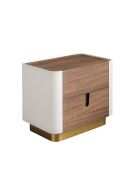Mesita de noche beige/dorado/nogal - 32x60x42 cm