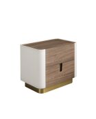 Mesita de noche beige/dorado/nogal - 32x60x42 cm