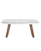 Uitschuifbare ovale eettafel wit/walnoot - 94x180x90 cm
