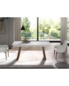 Uitschuifbare ovale eettafel wit/walnoot - 94x180x90 cm