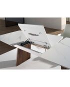 Uitschuifbare ovale eettafel wit/walnoot - 94x180x90 cm