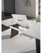 Uitschuifbare ovale eettafel wit/walnoot - 94x180x90 cm