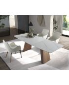 Uitschuifbare ovale eettafel wit/walnoot - 94x180x90 cm