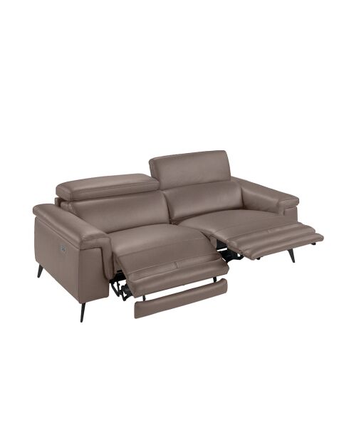 3-zits relaxte leren bank mink/zwart - 105x215x103 cm