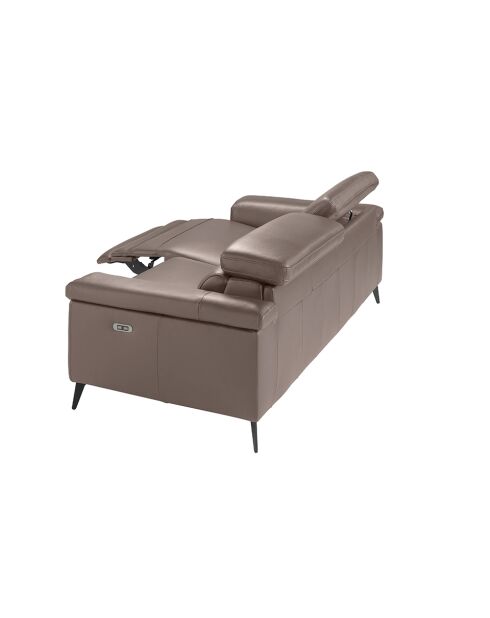 3-zits relaxte leren bank mink/zwart - 105x215x103 cm