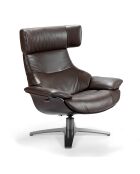 Brauner verstellbarer Drehstuhl aus Leder — 88x85x85 cm