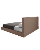 Lit double  avec tête de lit en tissu et structure en similicuir blanc/marron - 80x199x224 cm