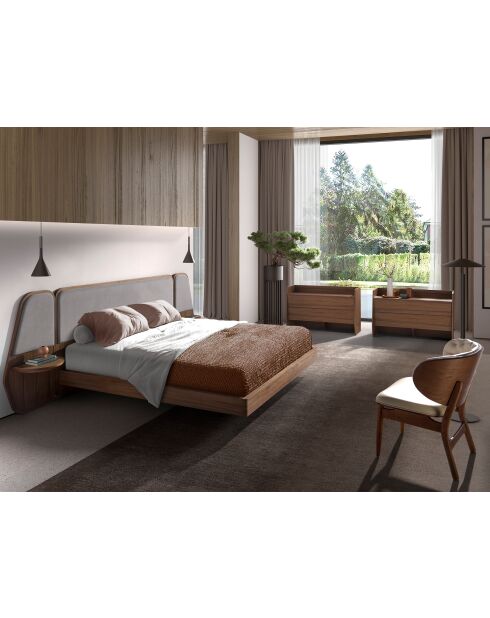 Lit double  gris/noyer - 137x296x209 cm