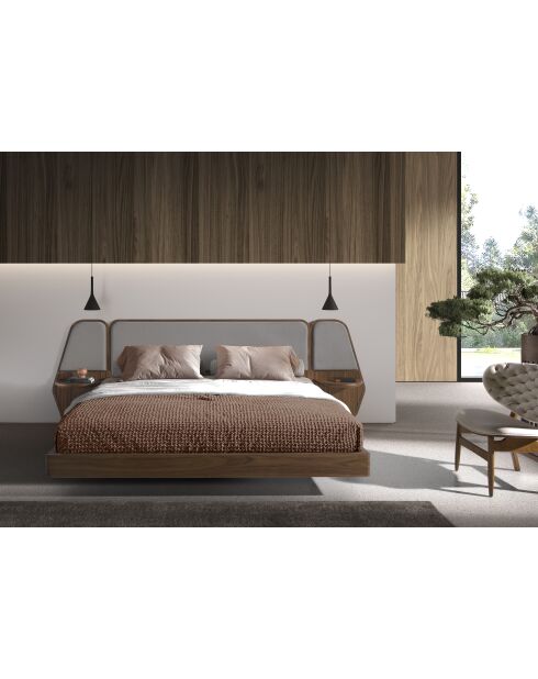 Cama doble gris/nogal - 137x296x209 cm