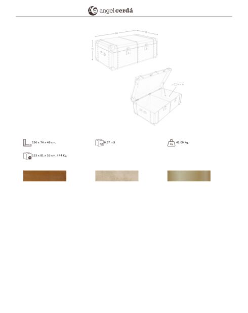 Coffre  brun/or - 42x126x74 cm