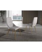 Hellgrau/goldener Stuhl - 4x48x60 cm