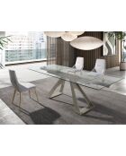 Hellgrau/goldener Stuhl - 4x48x60 cm