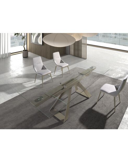 Hellgrau/goldener Stuhl - 4x48x60 cm