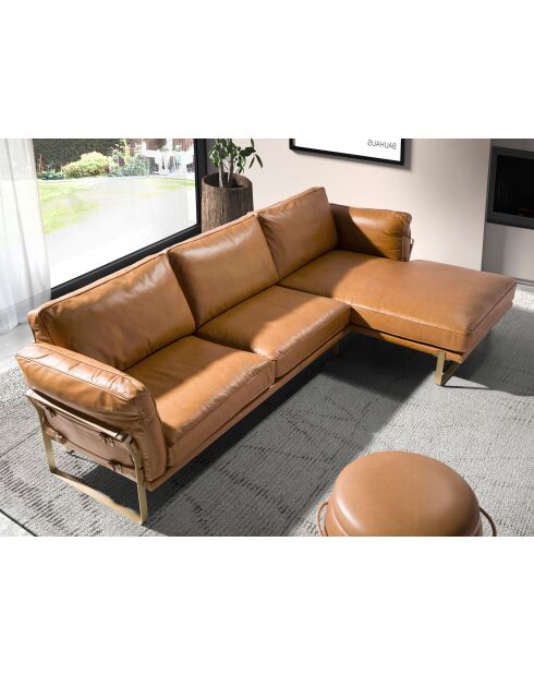 5-Sitzer-Ecksofa Kamel/Gold - 138x302x166 cm