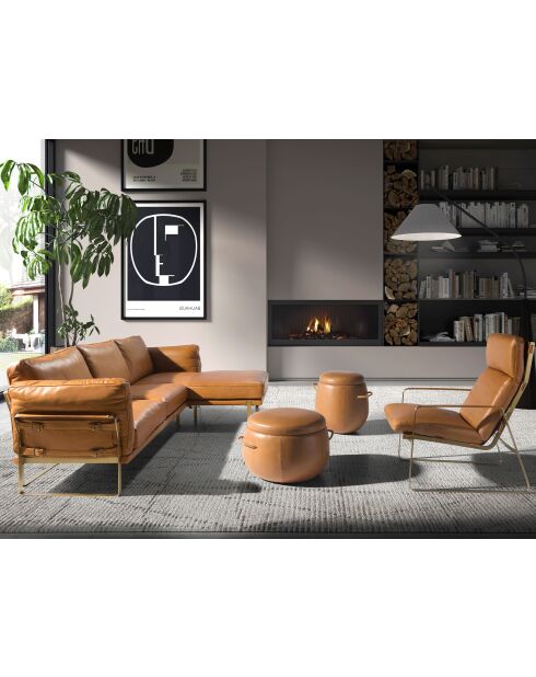5-Sitzer-Ecksofa Kamel/Gold - 138x302x166 cm