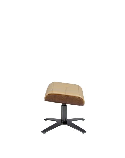 Pouf en cuir de vachette sable/gris anthracite - 12x52x42 cm