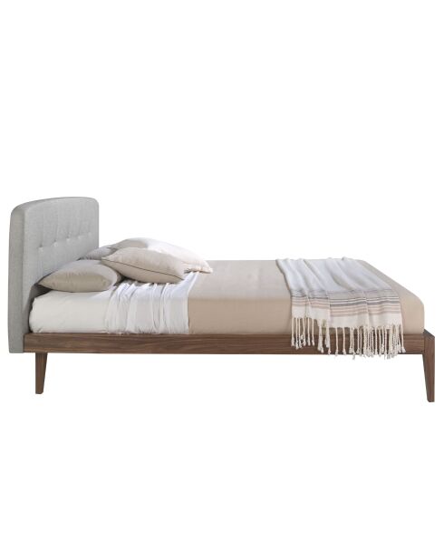 Lit double  avec tête de lit originale gris/noyer - 53x172x217 cm