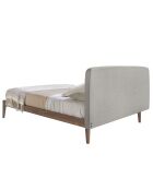 Lit double  avec tête de lit originale gris/noyer - 53x172x217 cm