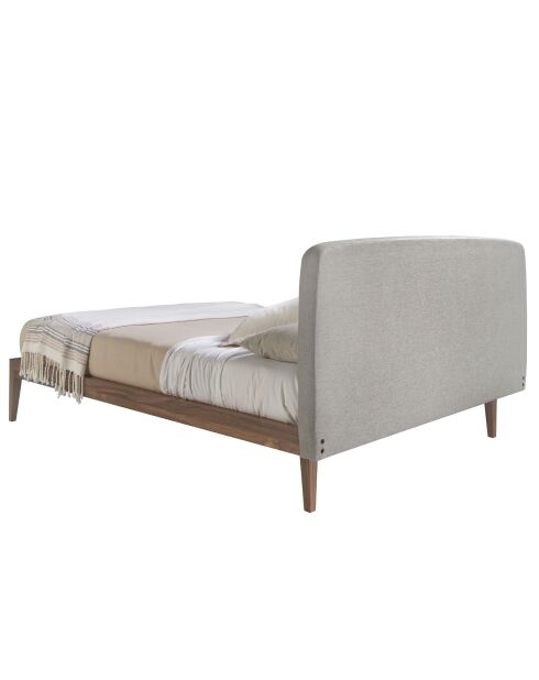 Lit double  avec tête de lit originale gris/noyer - 53x172x217 cm