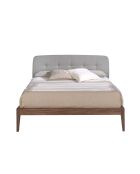 Lit double  avec tête de lit originale gris/noyer - 53x172x217 cm