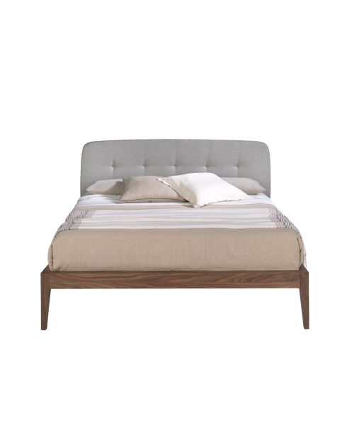 Lit double  avec tête de lit originale gris/noyer - 53x172x217 cm