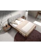 Lit double  avec tête de lit originale gris/noyer - 53x172x217 cm