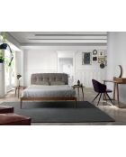 Lit double  avec tête de lit originale gris/noyer - 53x172x217 cm