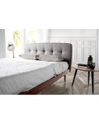 Lit double  avec tête de lit originale gris/noyer - 53x172x217 cm