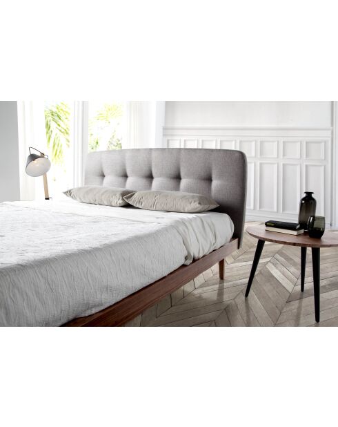 Doppelbett mit originalem Kopfteil in Grau/Nussbaum - 53x172x217 cm