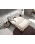 Lit double  avec tête de lit originale gris/noyer - 53x172x217 cm