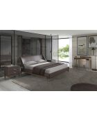 Lit double  brun/noyer - 78x205x237 cm