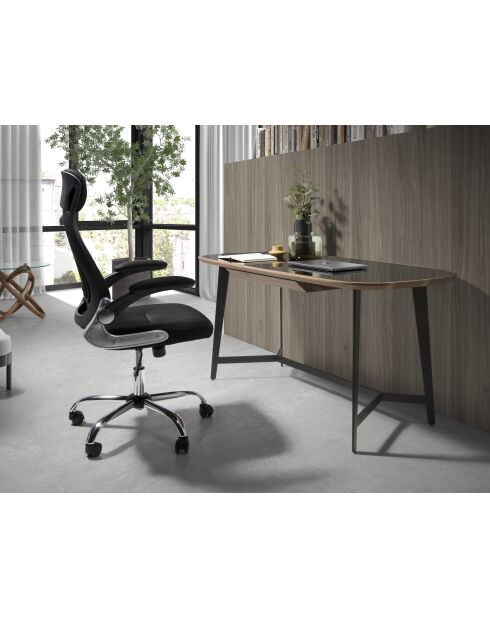 Fauteuil de bureau pivotant  noir/acier - 12x66x62 cm