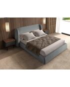 Lit double  avec tête de lit originale gris foncé/noyer - 105x231x239 cm