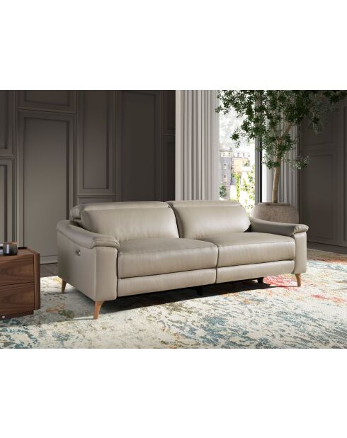 Sofá relax de 3 plazas gris/miel - 107x208x104 cm