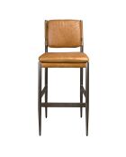 Barstoel van bruin leer/donker staal - 12x49x55 cm