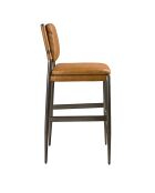 Barstoel van bruin leer/donker staal - 12x49x55 cm