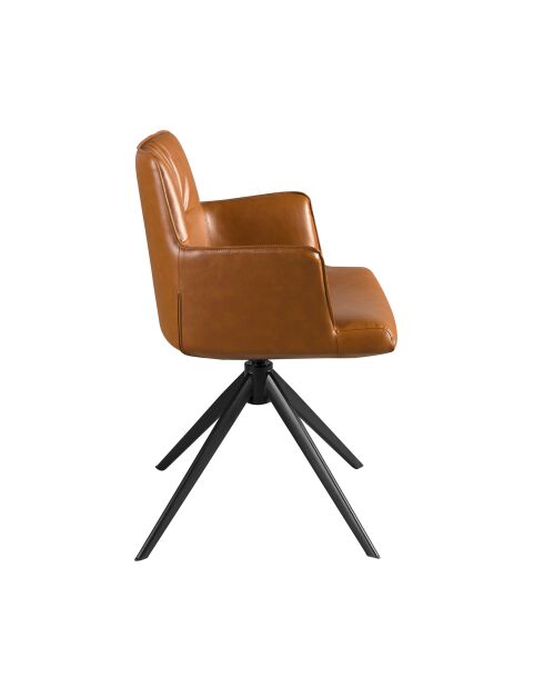Fauteuil pivotant avec accoudoirs  cognac brun/noir - 13x57x60 cm