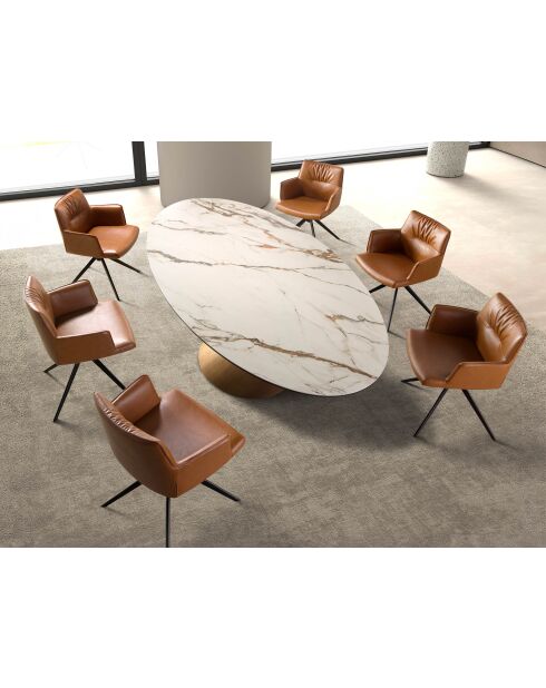 Fauteuil pivotant avec accoudoirs  cognac brun/noir - 13x57x60 cm