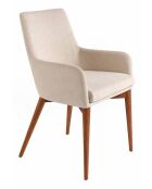 Beige/nussbaumfarbener Stuhl - 5,5x60x48 cm