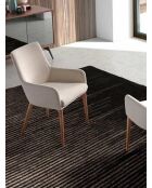 Beige/nussbaumfarbener Stuhl - 5,5x60x48 cm