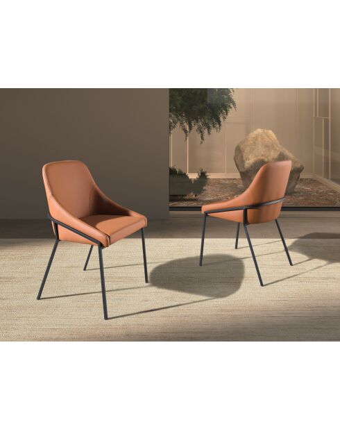 Oranje/zwarte kunstleren stoel - 8x53x59 cm