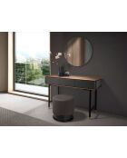 Pouf assise revêtue de similicuir gris foncé gris/noir - 14x43x43 cm