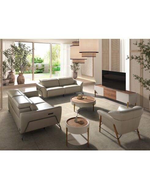 Poltrona in pelle con braccioli sabbia/miele - 25x86x85 cm