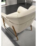 Poltrona in pelle con braccioli sabbia/miele - 25x86x85 cm