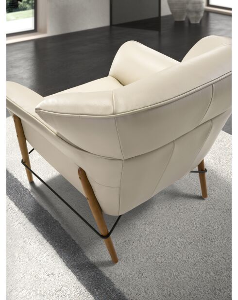 Fauteuil en Cuir avec accoudoirs  sable/miel - 25x86x85 cm