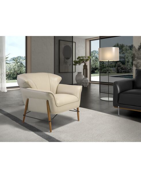 Fauteuil en Cuir avec accoudoirs  sable/miel - 25x86x85 cm