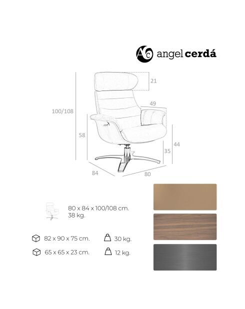 Poltrona girevole grigio/acciaio - 82,5x47x56 cm