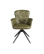 Draaibare fauteuil van imitatieleer met armleuningen donkergroen/zwart - 13x60x63 cm