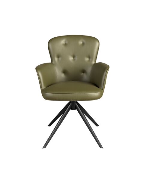 Draaibare fauteuil van imitatieleer met armleuningen donkergroen/zwart - 13x60x63 cm